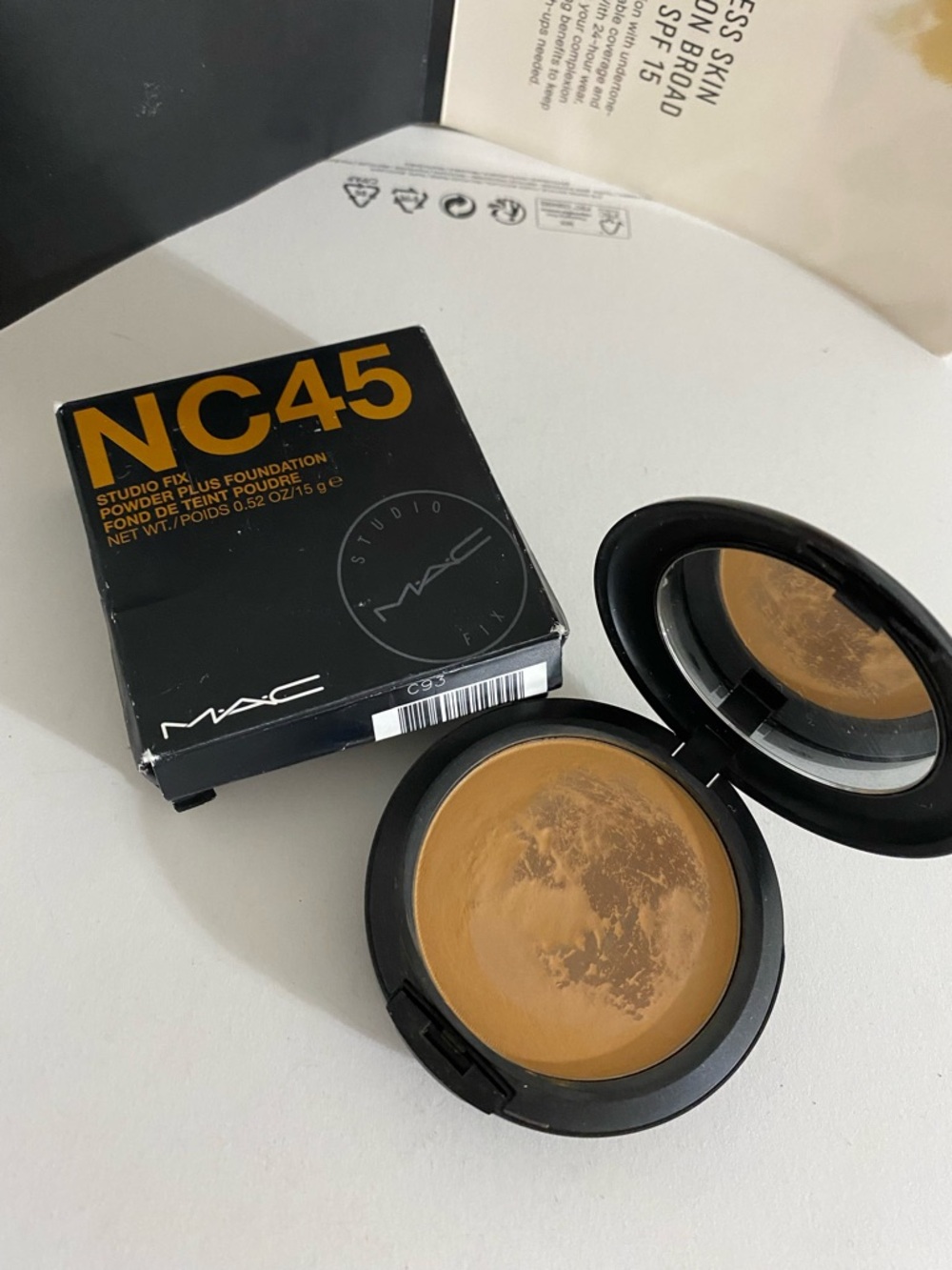 MAC Studio Fix Powder Plus Foundation, Old Formula, NC45, Used, Full Size